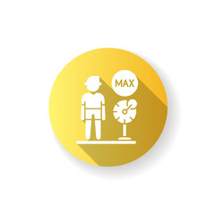 Weight limit yellow flat design long shadow glyph icon. Aqua park rule, attraction with limited access. Waterpark security, recreation center safety policy. Silhouette RGB color illustration