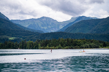 Fototapeta na wymiar The Wolfgangsee (Wolfgang Lake) in Austria, August 2020
