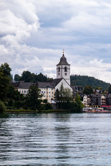 Fototapeta na wymiar The Wolfgangsee (Wolfgang Lake) in Austria, August 2020