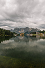 Fototapeta na wymiar Panorama landscape of Misurina lake in Italy