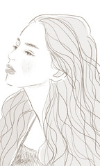 Female profile hand drawn illustration