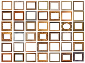 Fototapeta premium frames for paintings antique gold gilding set isolated on white background