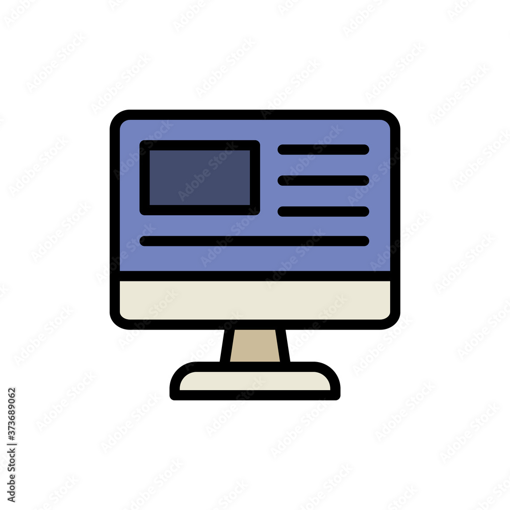 Poster monitor technology icon. simple color with outline vector elements of cabinet accessories icons for 