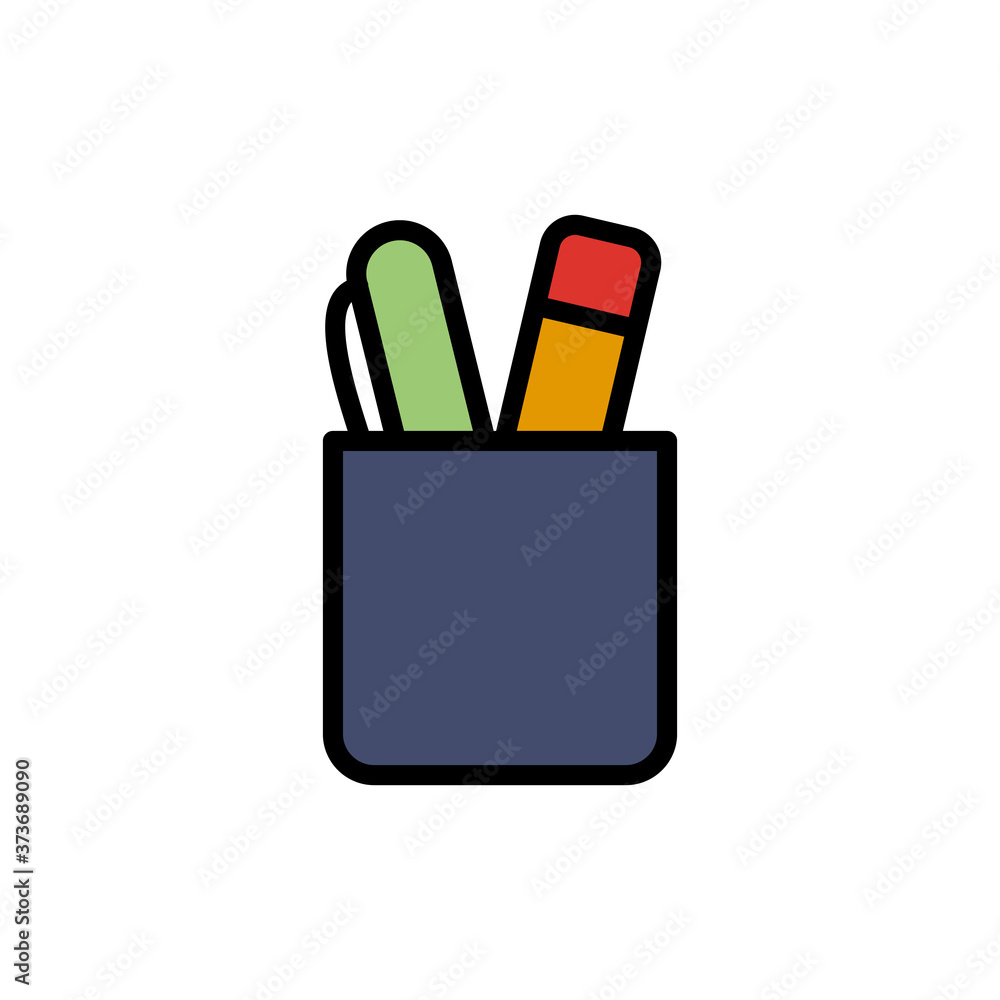 Poster pencil pen icon. simple color with outline vector elements of cabinet accessories icons for ui and u