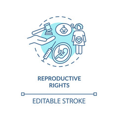 Fototapeta na wymiar Reproductive rights concept icon. Childbirth legislation idea thin line illustration. Legal regulations and freedoms of reproduction. Vector isolated outline RGB color drawing. Editable stroke