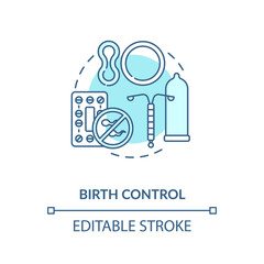 Birth control concept icon. Safe sex, pregnancy prevention idea thin line illustration. Family planning, male and female contraception. Vector isolated outline RGB color drawing. Editable stroke