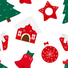 Seamless pattern Christmas elements vector illustration. 