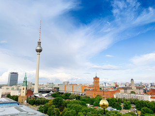 Skyline aerial view of Berlin city, Germany.