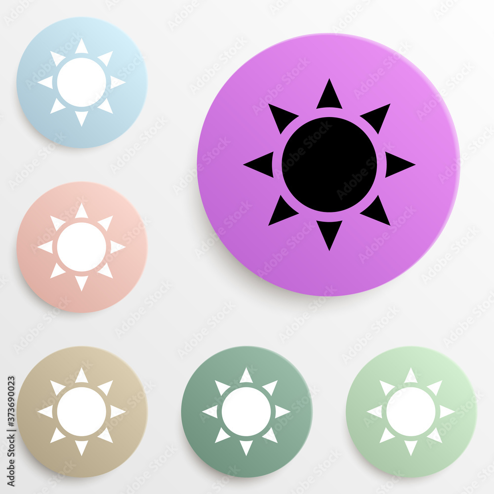 Poster the sun badge color set. simple glyph, flat vector of web icons for ui and ux, website or mobile app