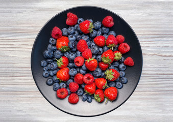 Plate of mixed wild berries