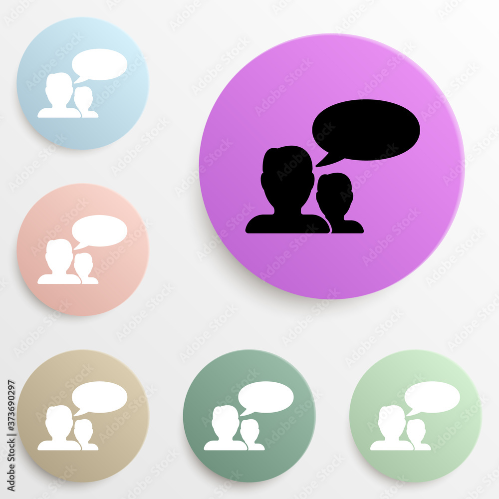 Poster communication of people badge color set. simple glyph, flat vector of web icons for ui and ux, websi