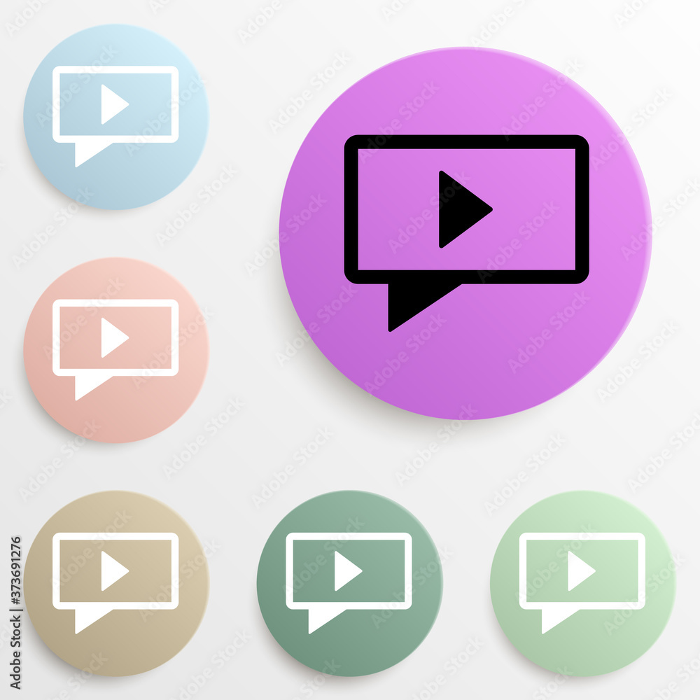 Poster player badge color set. simple glyph, flat vector of web icons for ui and ux, website or mobile appl