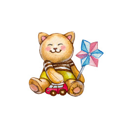 Baby teddy bear with car