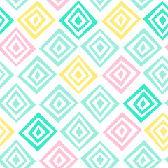 Simple geometric summer pattern. Colorful squares on a white background. Seamless pattern.