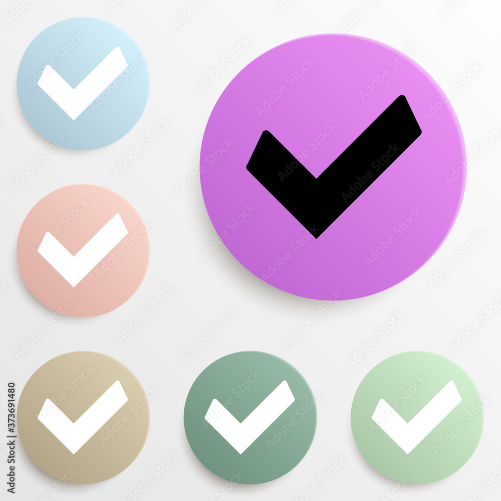 Poster sign checked badge color set. simple glyph, flat vector of web icons for ui and ux, website or mobil