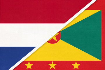Netherlands or Holland and Grenada, symbol of national flags from textile. Championship between two countries.