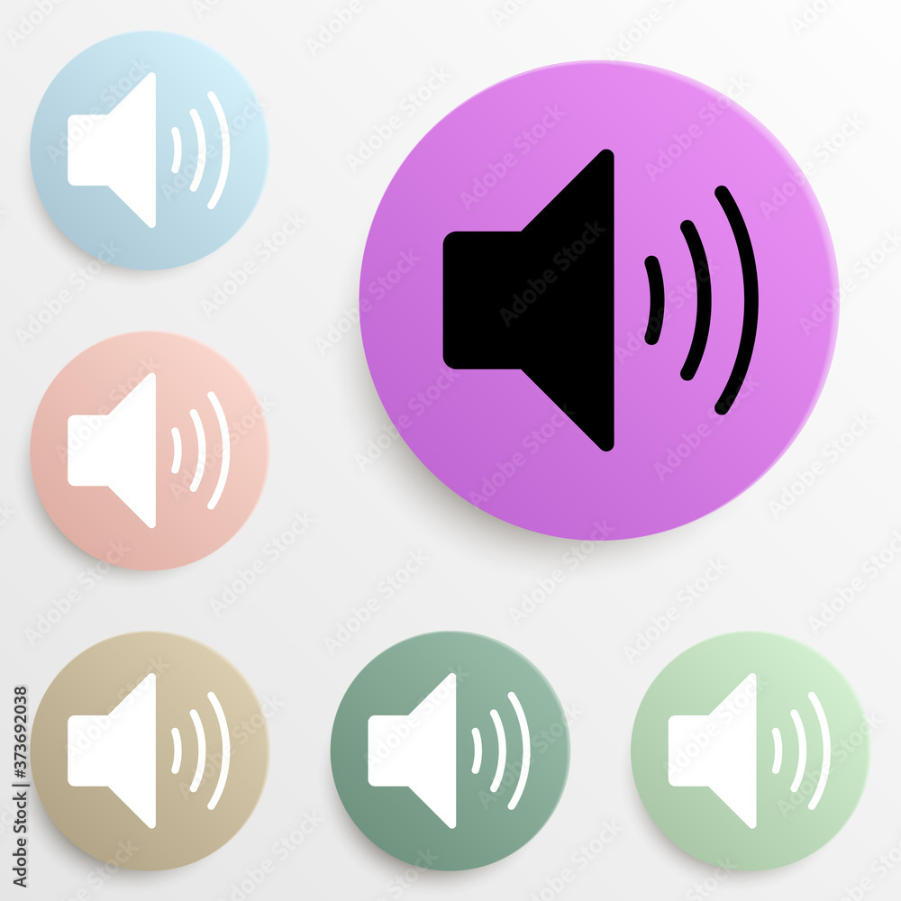 Poster sound sign badge color set. simple glyph, flat vector of web icons for ui and ux, website or mobile 