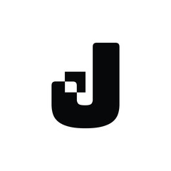 Logo Letter J with pixelate effect style vector design.