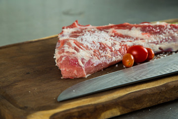 raw meat on a cutting board
