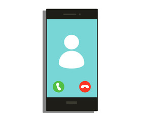Phone on a white background and buttons on the screen. Vector illustration.