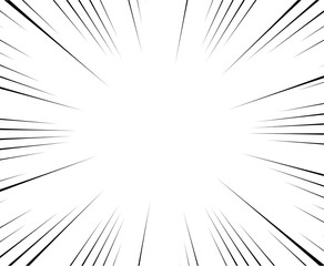 Fototapeta premium Black and white radial lines comics style background. Graphic explosion with speed lines banner.