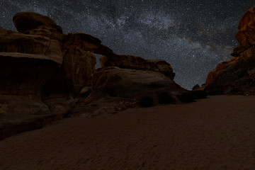 Milky way over the Wadi Rum desert