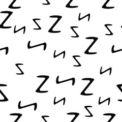 Black and white seamless pattern with the letter z. Background in minimalist style. Hand drawn for fabric, wallpaper, bed linen. Vector illustration.