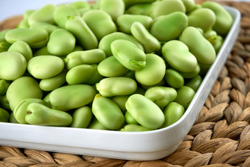 Fresh and organic raw fava, broad beans