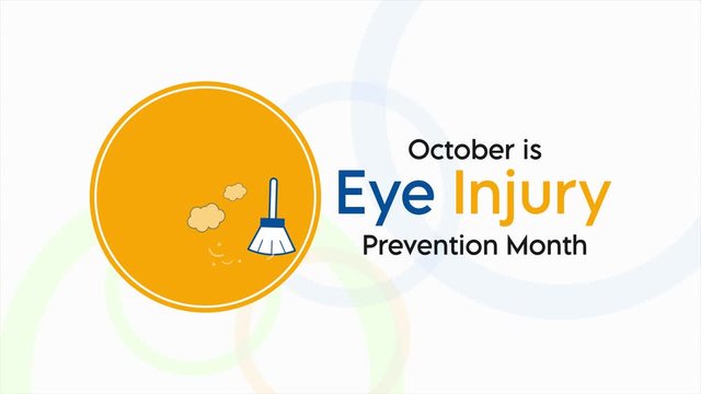 Video animation on the theme of Eye Injury prevention month observed each year during October. 4k motion graphics.