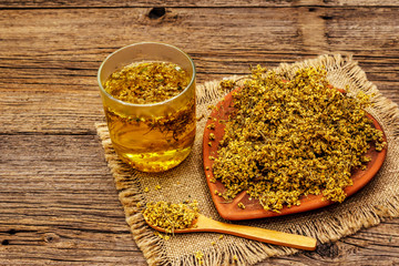 Dry leaves and flowers of nettle for cooking healthy herbal tea