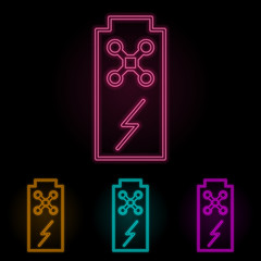 charging a drone color neon set. Simple thin line, outline vector of drones icons for ui and ux, website or mobile application