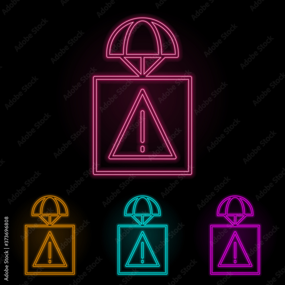 Poster important package color neon set. simple thin line, outline vector of drones icons for ui and ux, we
