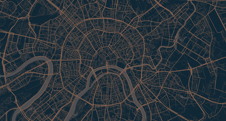 Detailed vector map of Moscow, Russia