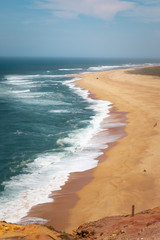 Nazaré coast one of the bravest all over the world with the biggest waves everywhere, Portugal.