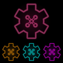 control of drones color neon set. Simple thin line, outline vector of drones icons for ui and ux, website or mobile application