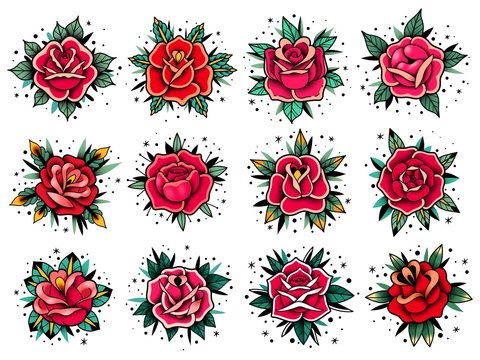 old school tattoo roses collection