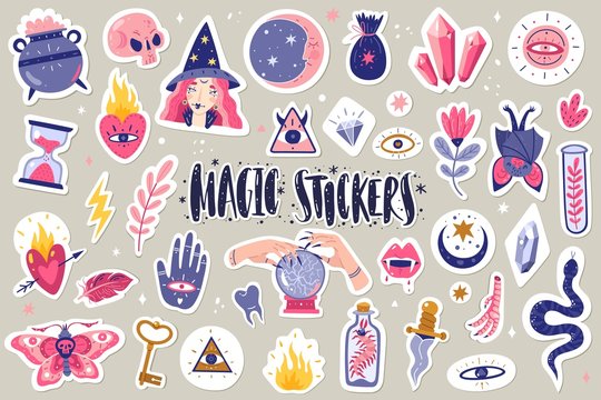 Magic icons doodles stickers