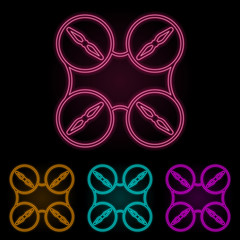 drone propellers color neon set. Simple thin line, outline vector of drones icons for ui and ux, website or mobile application