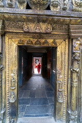 Fototapeta na wymiar Nepal Kathmandu durbar square interior view of the temple courtyard