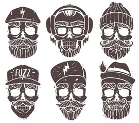 hipster skulls set