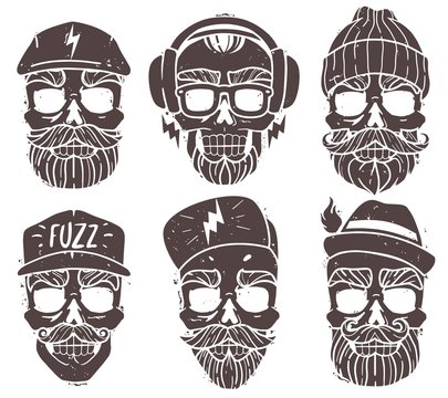 hipster skulls set