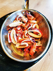 Thai food fried Oegopsida on a plate