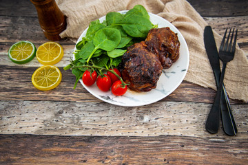 jarrett of cooked pork and its shrimps juice and mustard