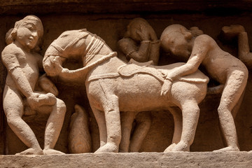 Erotic bas relieves, Khajuraho, India