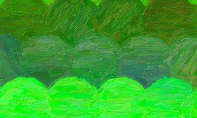 Dark green circles large color variation impasto background, digitally created.