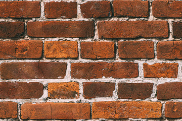Seamless old red brick block wall background.