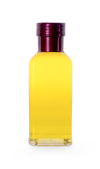peanut oil in a bottle on white background.