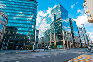 Fototapeta na wymiar Moscow / Russia - 16 Aug 2020: Business quarter in Moscow, glass business buildings