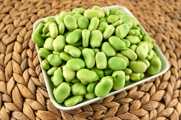Fresh and organic raw fava, broad beans