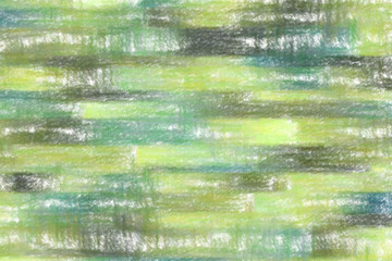 Yellow, green and light blue lines wax crayon with low coverage background, digitally created.